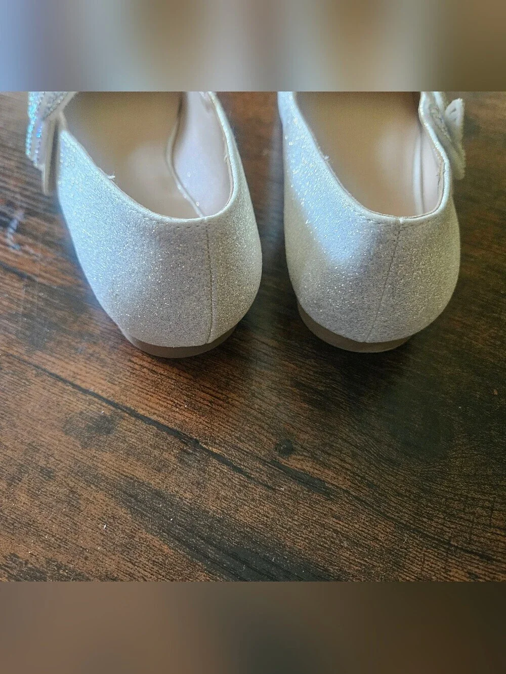 Cupcake Couture Sparkly Silver Mary Jane Shoes with Butterfly Accent Size 4
